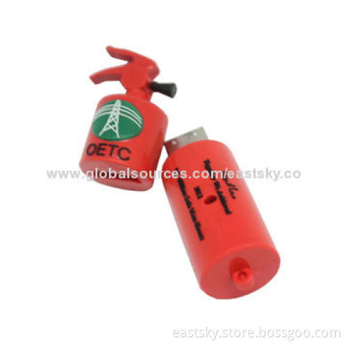 Custom Fire Extinguisher-shaped USB, Made of Soft PVC Material, OEM Orders Welcomed